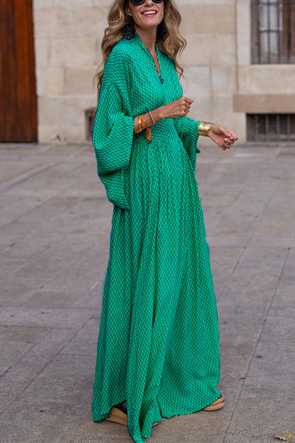 Damen Maxikleid mit elegantem Schnitt und weit ausgestellten Ärmeln Drune