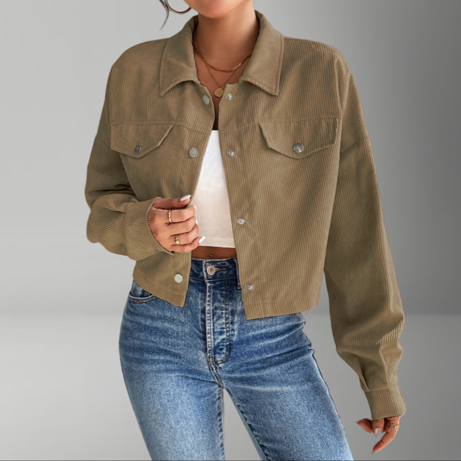 Damen modische Kurzjacke aus Cord Drune