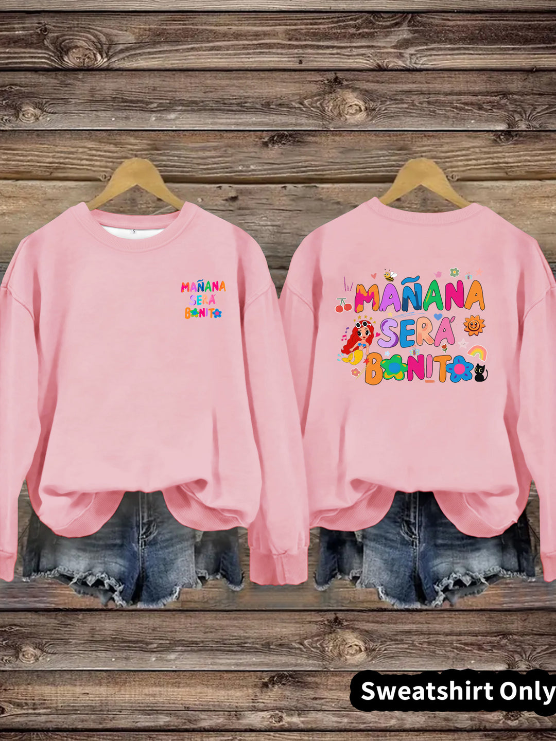 Damen Sweatshirt mit Verspielt Farbigen Aufdruck und Lässigem Schnitt Drune
