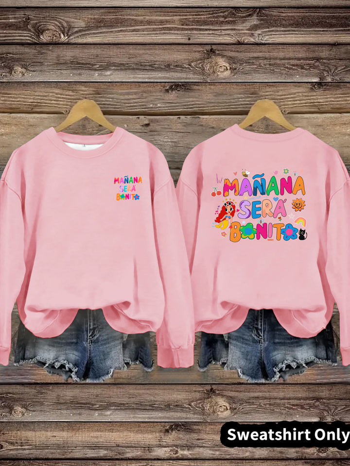 Damen Sweatshirt mit Verspielt Farbigen Aufdruck und Lässigem Schnitt Drune