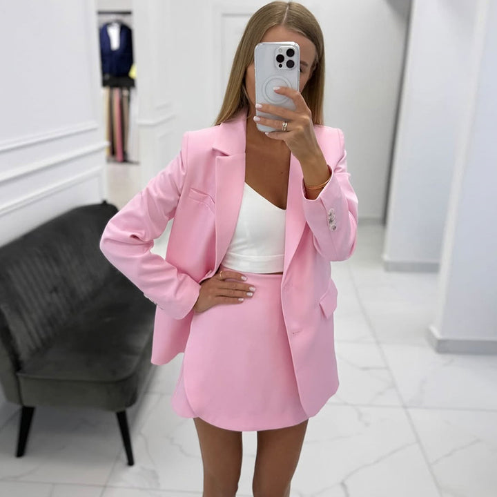 Damen elegantes Blazer-Rock-Kombinationsset Drune