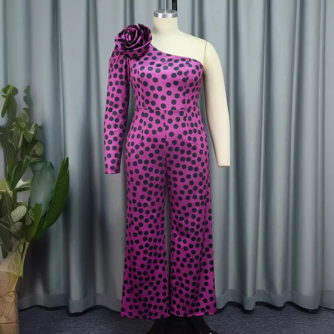 Damen Einseitiger Jumpsuit mit Blumendekor Drune