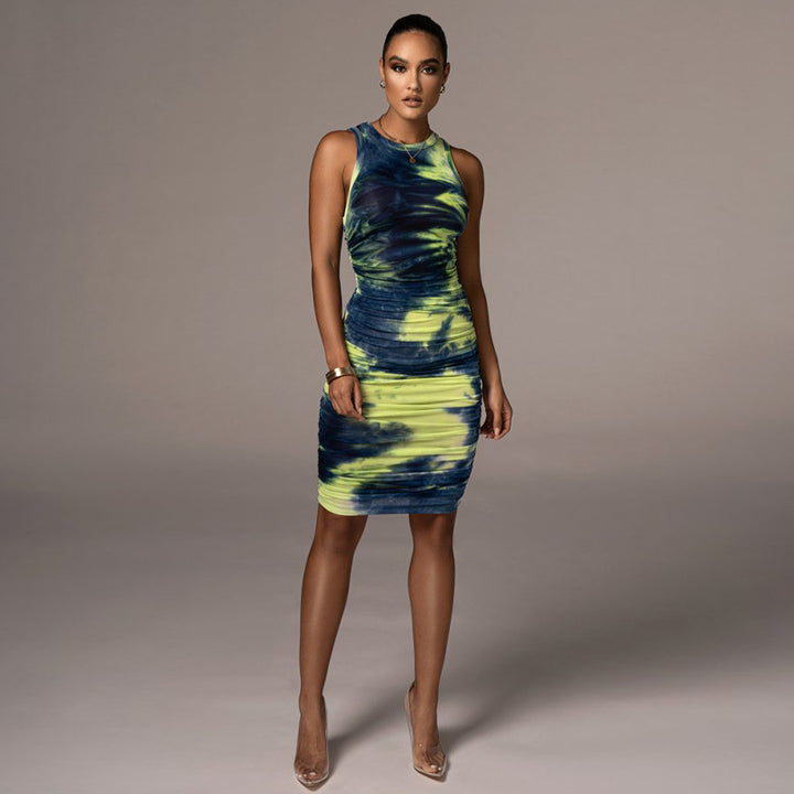 Damen Figurbetontes Wickelkleid mit Hochglanzeffekt und Farbverlauf Drune