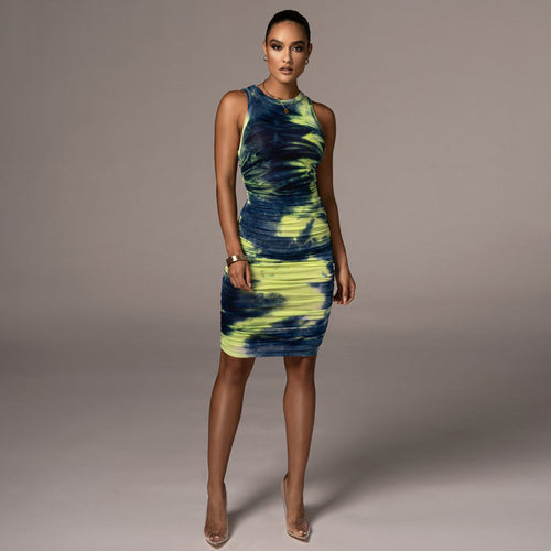 Damen Figurbetontes Wickelkleid mit Hochglanzeffekt und Farbverlauf Drune