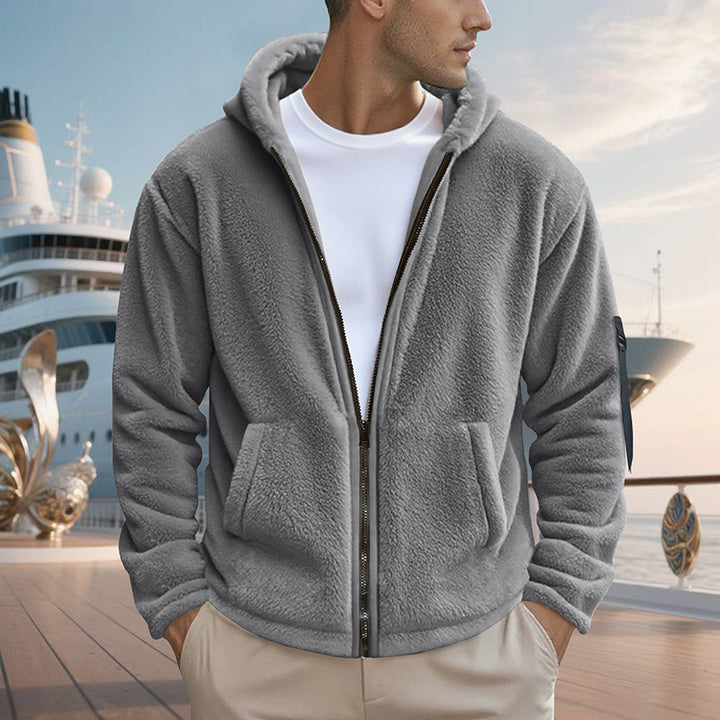Herren kuscheliger Fleece-Hoodie mit glänzendem Reißverschluss und praktischen Taschen Drune