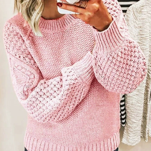 Damen Modischer Strickpullover mit strukturiertem Design und weiten Ärmeln Drune