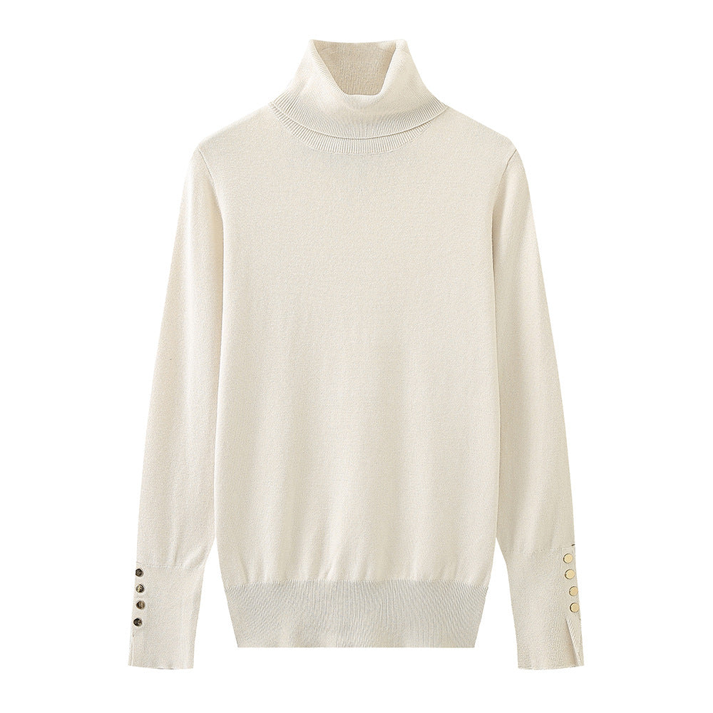 Damen Rollkragenpullover mit eleganten Knopfdetails Drune