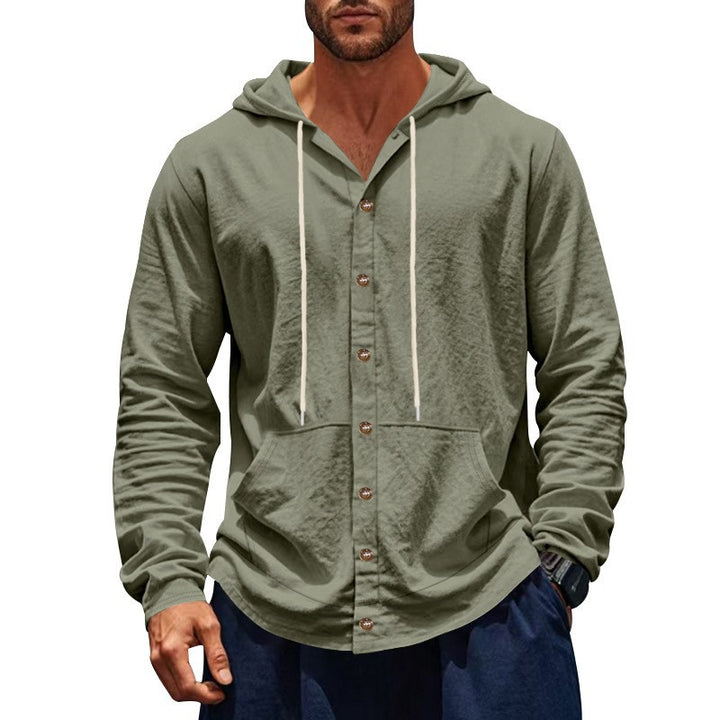 Herren lässiges Kapuzenshirt mit Knopfdetail und praktischen Taschen Drune