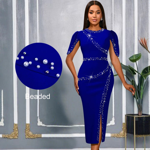 Damen elegantes Abendkleid mit glitzernden Akzenten und seitlichem Schlitz Drune