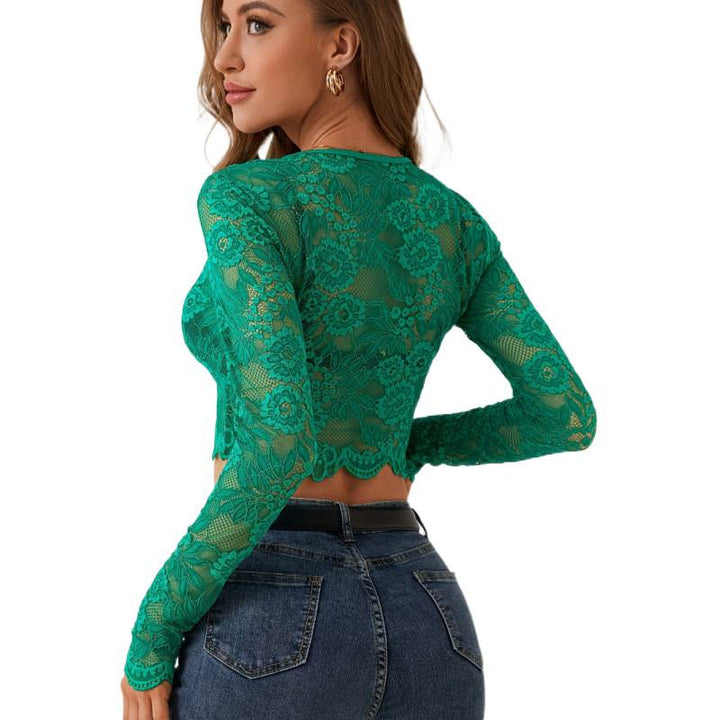 Damen Spitzentop mit graziler Flower-Design-Ware Drune