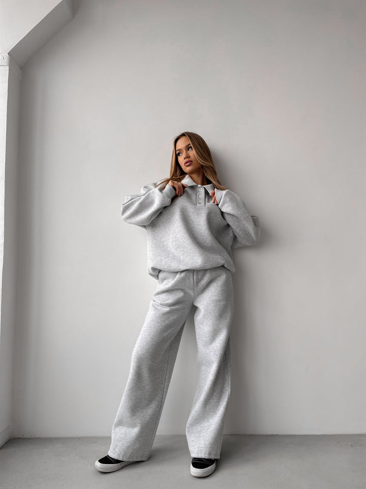 Damen lässiger Hoodie mit Knopfleiste und weit geschnittenen Hosen Drune