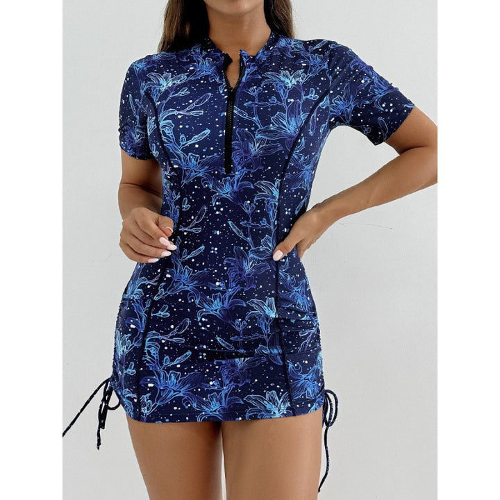 Damen Surfanzug mit stylischem Blumenmuster und kurzem Arm Drune