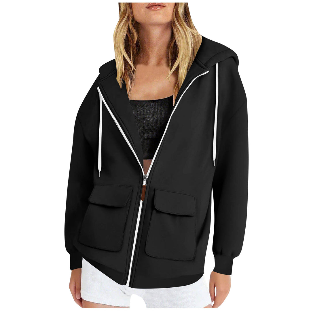 Damen lässige Kapuzenjacke mit großen Taschen Drune