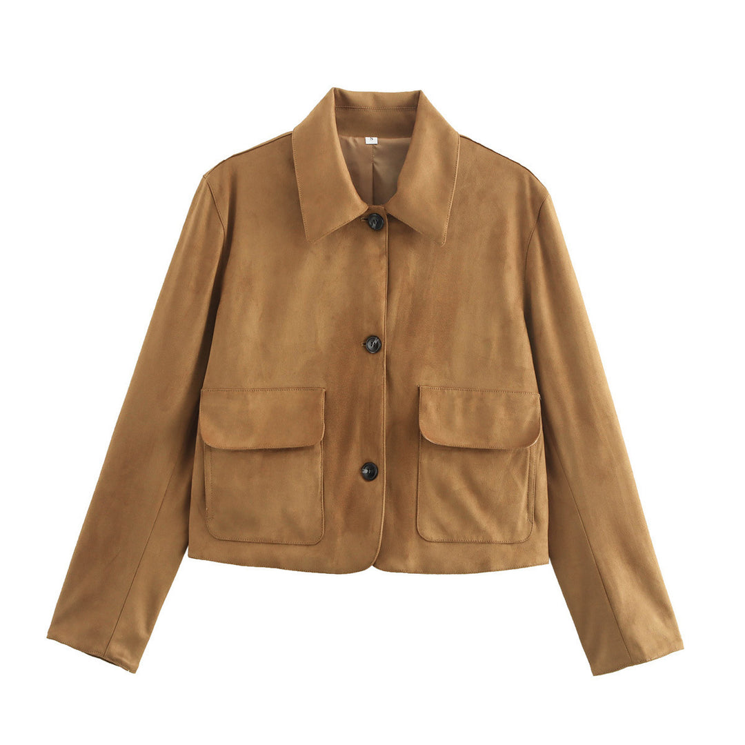 Damen modische Kurzjacke mit praktischen aufgesetzten Taschen Drune