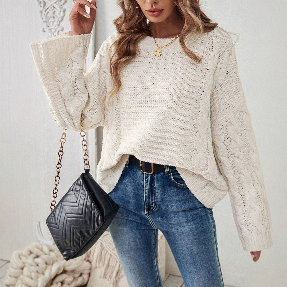 Damen Großer Strickpullover mit zeitloser Zopfmuster-Optik Drune