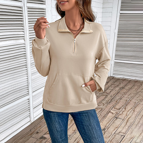 Damen Sweatshirt mit hohem Kragen und Reißverschluss Drune