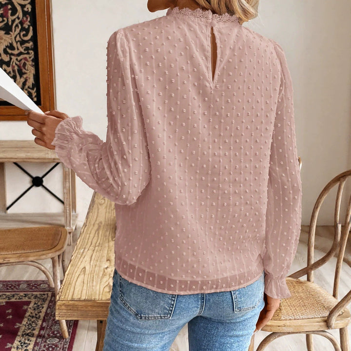 Damen Elegante Spitzenbluse mit romantischen Details und Rüschenelementen Drune