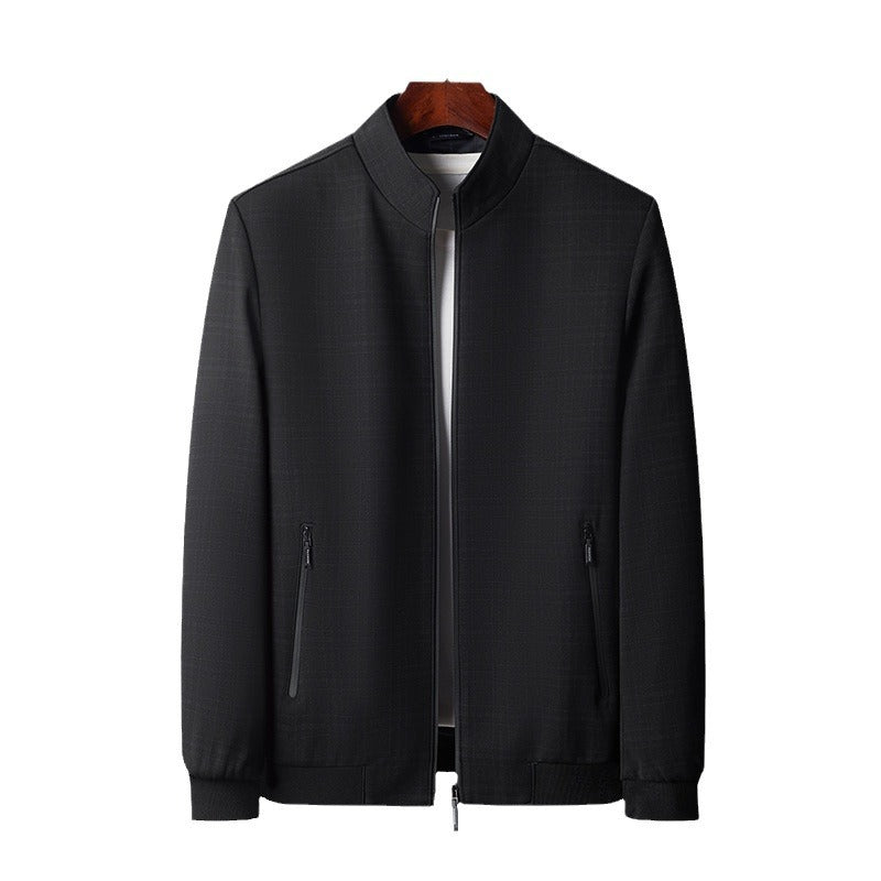 Herren stylische Übergangsjacke mit hohem Stehkragen und modischem Karomuster Drune