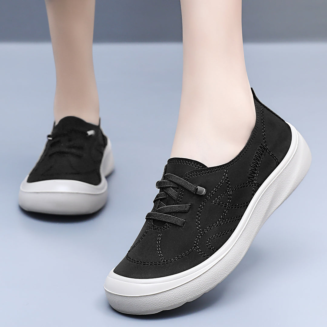Damen nan elastischer Slip-On Komfortsneaker mit dekorativer Ziernaht, gepolstertem Fersenhalt und dämpfender Leichtprofilsohle Drune
