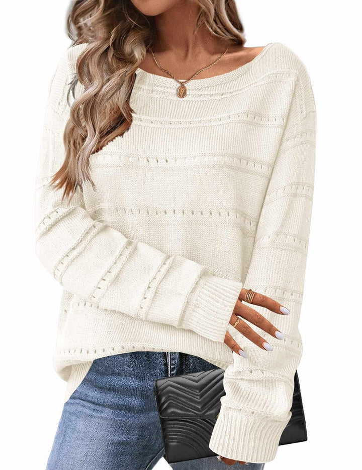 Damen Strickpullover mit luftiger Struktur und weit geschnittenem Design Drune