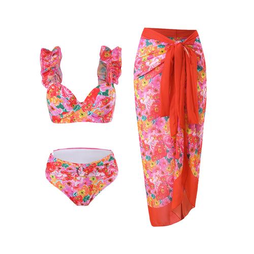 Damen Maxirock mit floralem Design und praktischer Schleifenbindung Drune