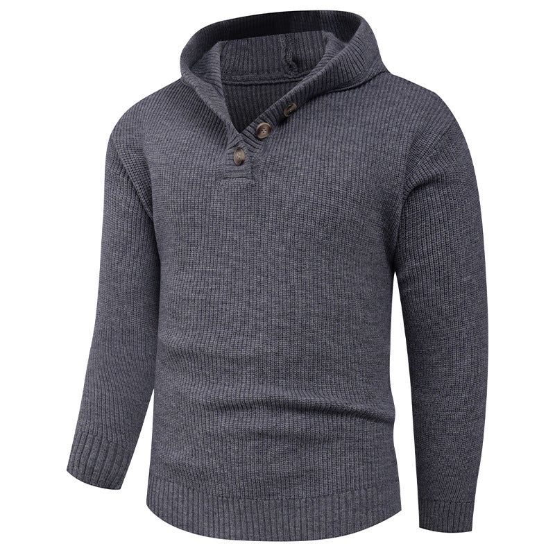 Herren Strickpullover mit hochabschließendem Kragen und Knopfdetails Drune
