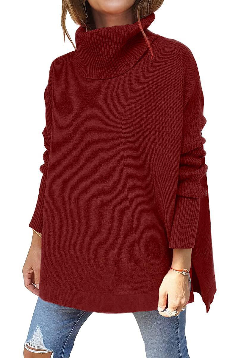 Damen gemütlicher Rollkragenpullover mit strukturiertem Design und weitem Schnitt Drune