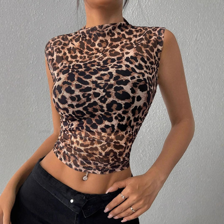 Damen figurbetontes Tiermuster-Top aus leichtem Jersey Drune