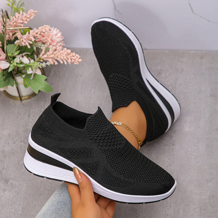 Damen Komfortable Wedge-Sneaker aus atmungsaktivem Strickmaterial Drune