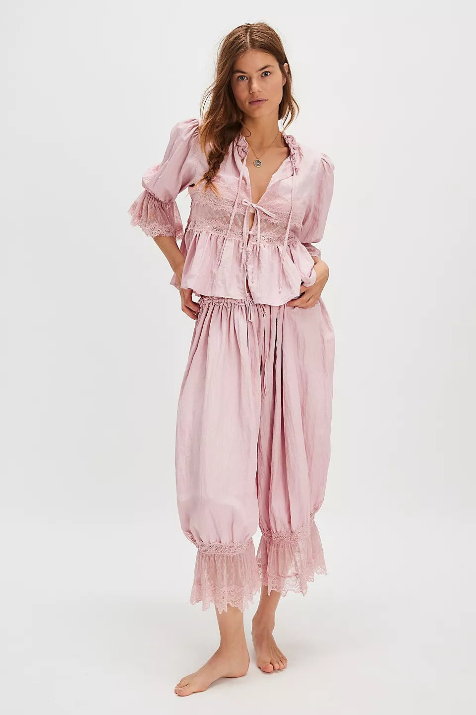 Damen Luftige und elegante Culotte mit Spitzenverzierung Drune