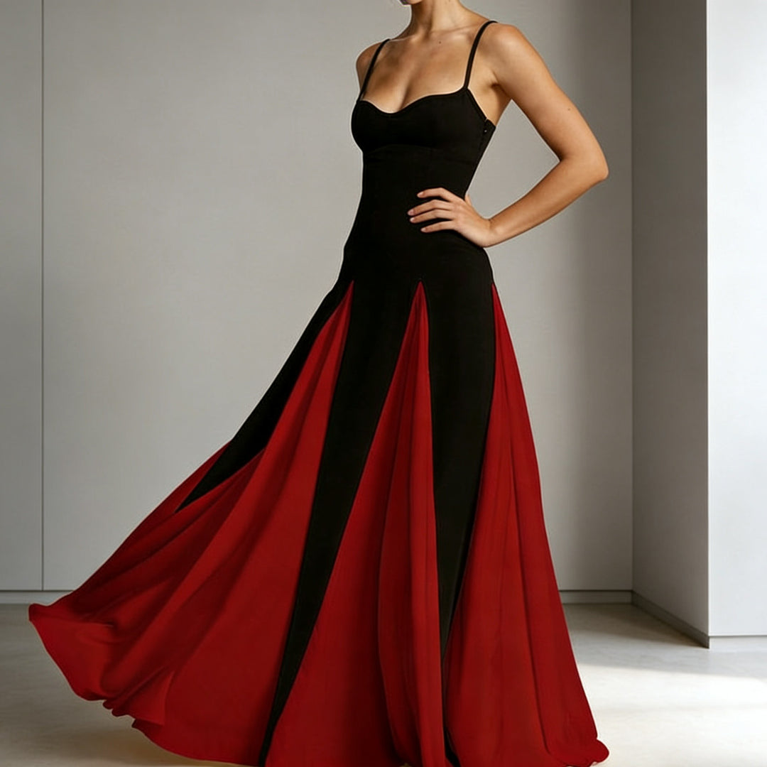 Damen Elegantes Abendkleid mit asymmetrischem Rock und zarten Trägern Drune