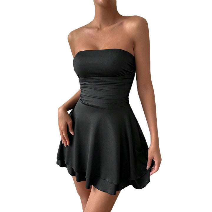 Damen Trägerloses Minikleid mit Raffung und schwingendem Saum Drune