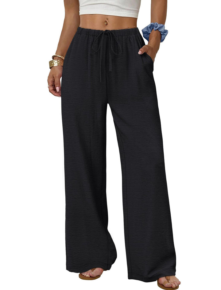 Damen Weite entspannte Sommerhose mit elastischem Bund und Taschen Drune