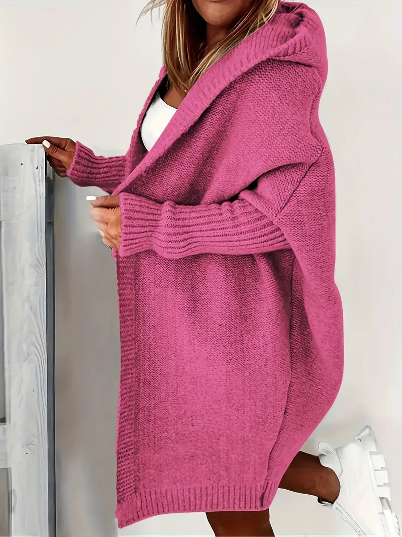 Damen Kuschelige Strickjacke mit Kapuzen und weit geschnittenem Design Drune