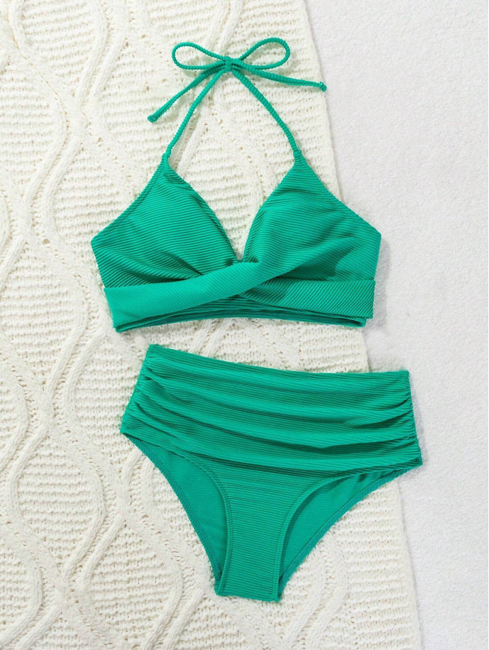 Damen Bikini-Set mit hohem Taillenbund und elegantem Wickeldesign Drune