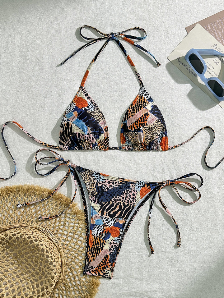Damen Triangel-Bikini mit modischem Tiermuster Drune