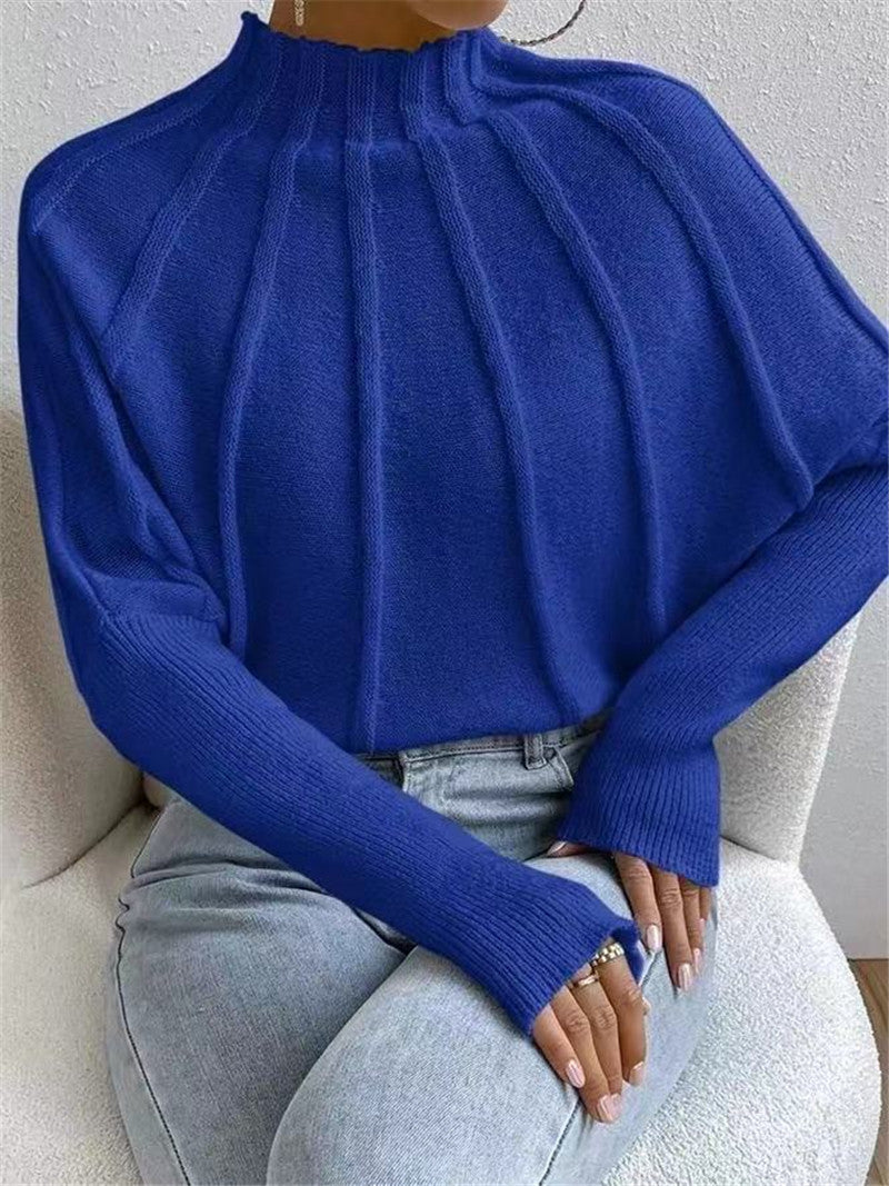 Damen Pullover mit hohem Kragen und eleganten Rippdetails Drune