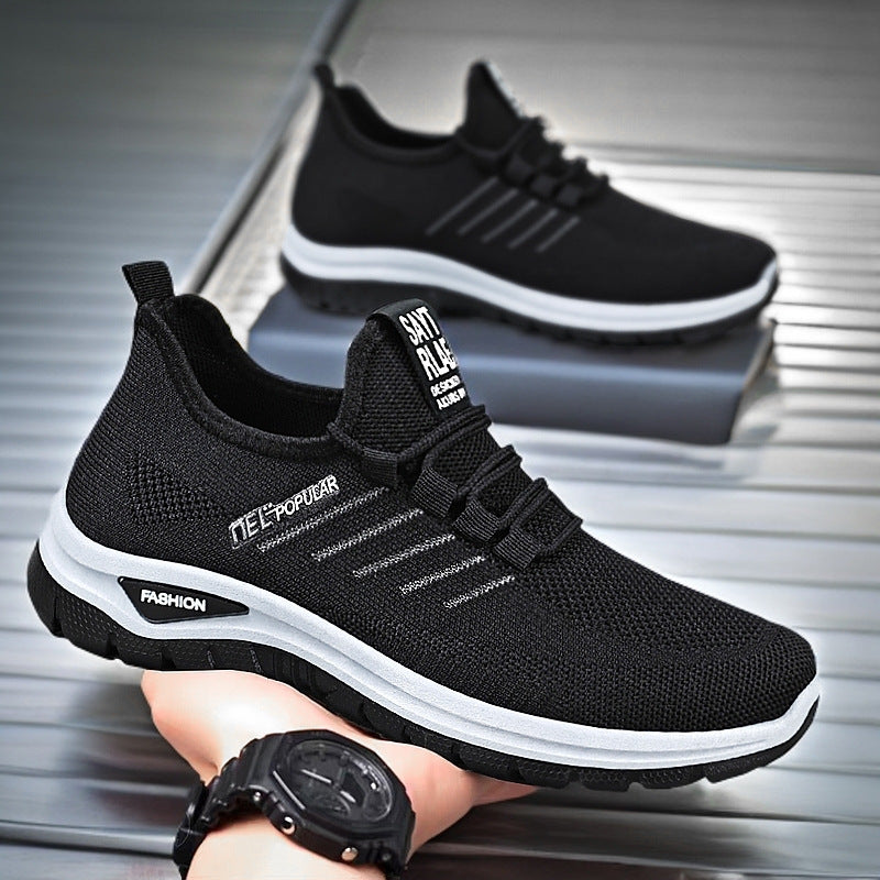 Damen nan ultraleichter Strick-Sport-Sneaker mit Elastikeinstieg, stoßdämpfender Plateau-Zwischensohle und griffiger Profillaufsohle Drune
