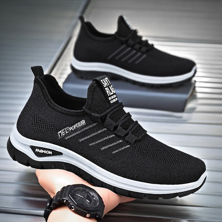Damen nan ultraleichter Strick-Sport-Sneaker mit Elastikeinstieg, stoßdämpfender Plateau-Zwischensohle und griffiger Profillaufsohle Drune