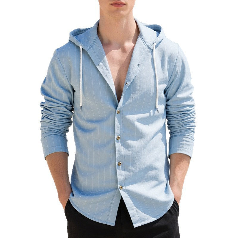 Herren lässige und modische Hemdjacke mit Kapuze Drune