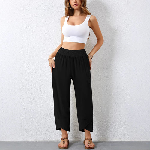 Damen Weite Sommerhose mit elastischem Bund und praktischen Taschen Drune
