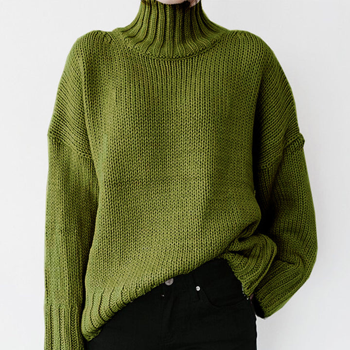 Damen Grobstrickpullover mit hohem Kragen und lässigem Schnitt Drune
