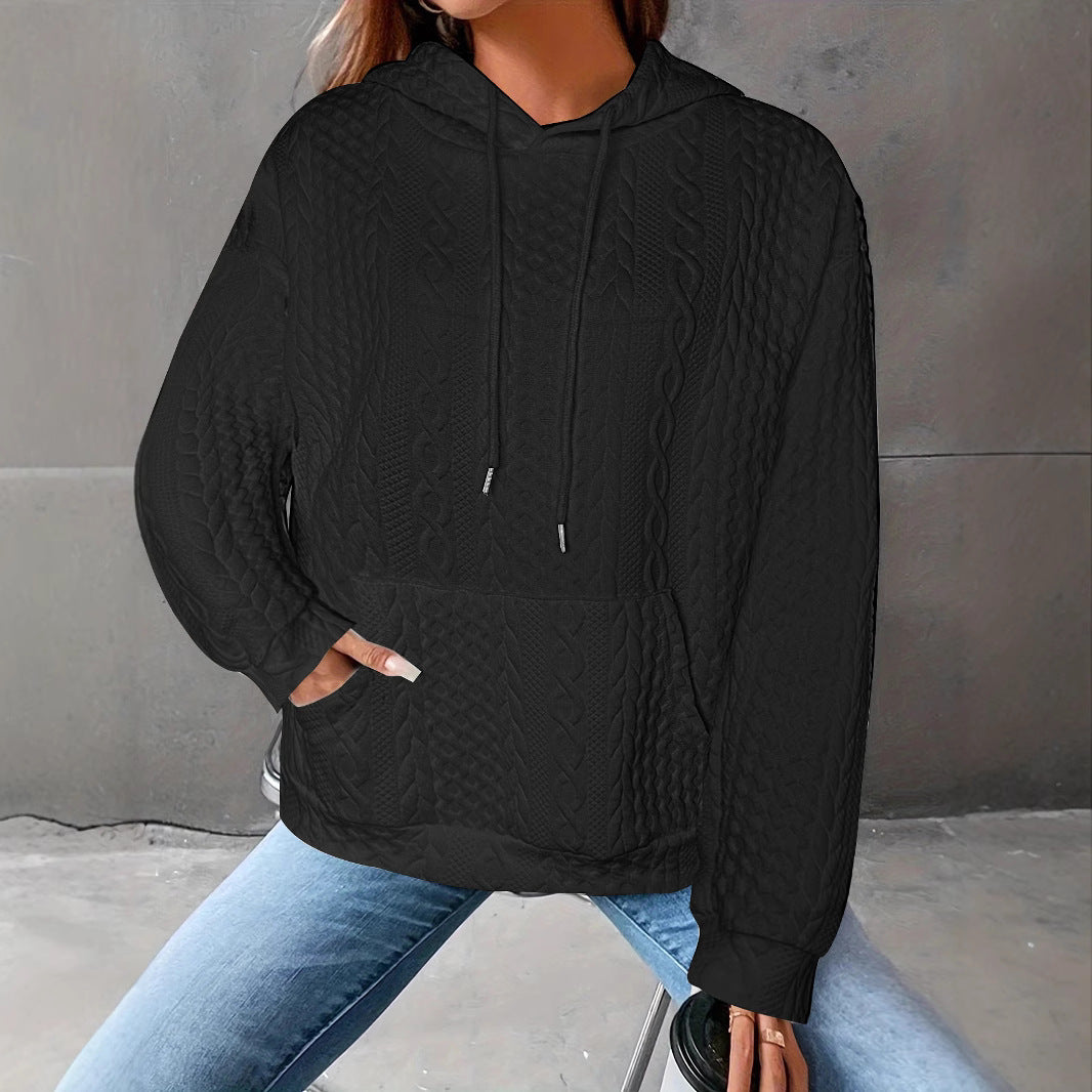 Damen Kuscheliger Strickpullover mit Kapuze und Details im Waffelmuster Drune