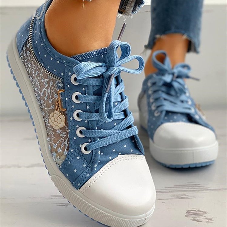 Damen Freizeitschuhe mit modischem Punktemuster und atmungsaktiver Struktur Drune