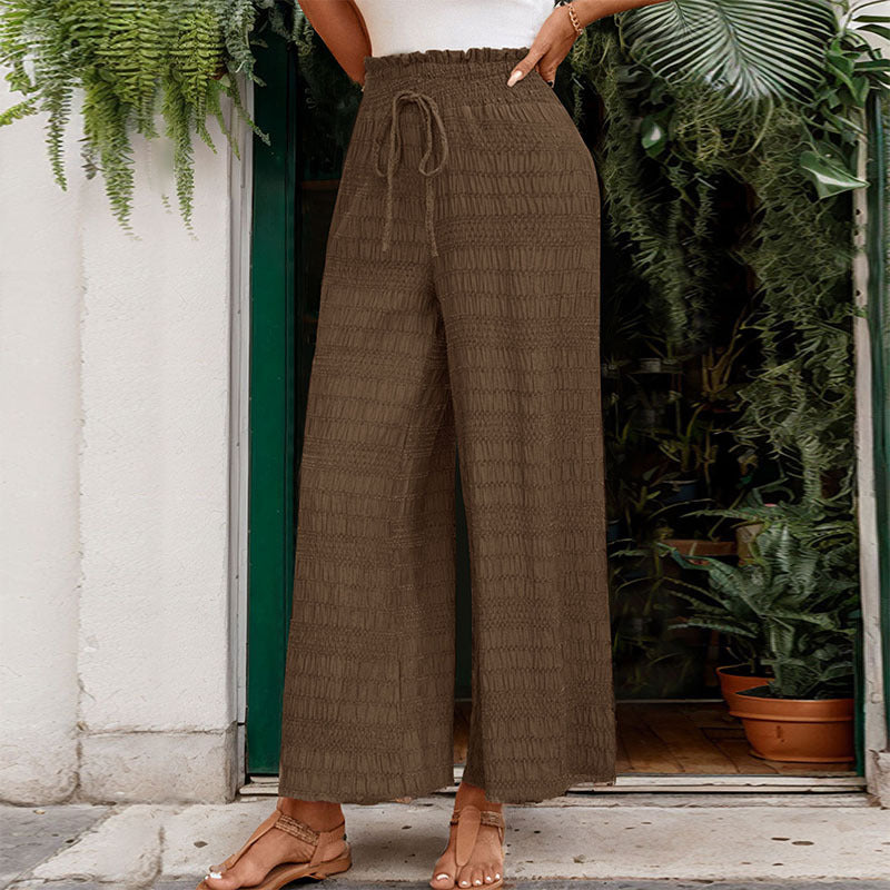Damen weite Freizeit-Hose mit elastischem Bund und praktischen Kordelzug Drune