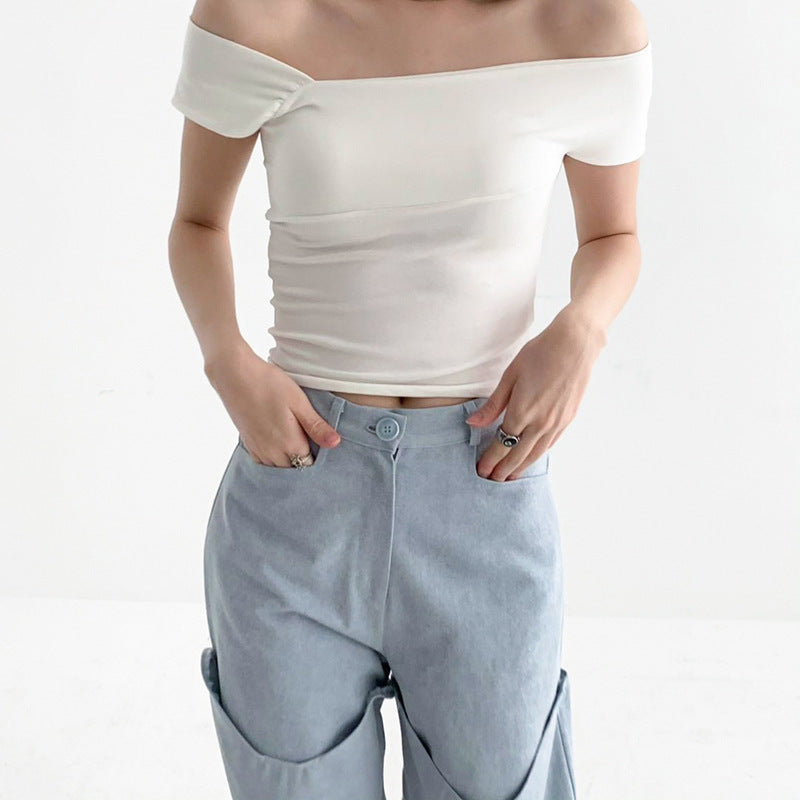Damen modernes asymmetrisches Oberteil mit trendigem One-Shoulder-Design Drune