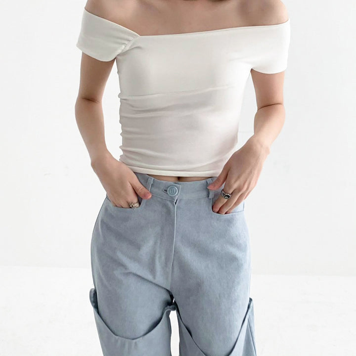 Damen modernes asymmetrisches Oberteil mit trendigem One-Shoulder-Design Drune