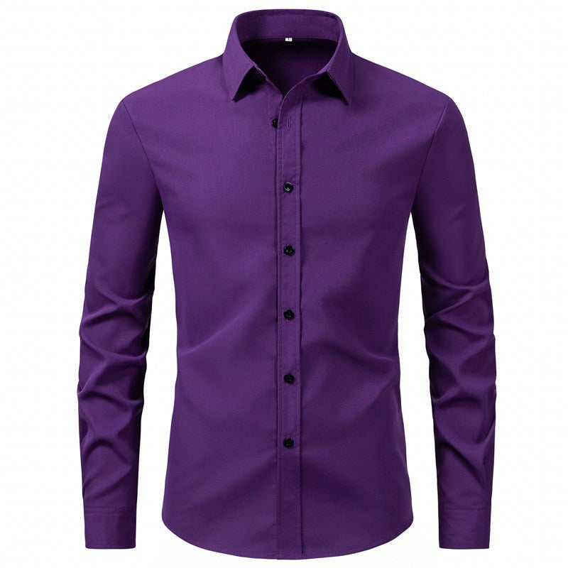Herren elegantes Langarmhemd aus hochwertiger Baumwolle mit modernem Kragen Drune