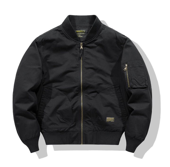 Herren  Heavyweight Baumwoll-Twill Bomberjacke mit gerundeter Tasche und Utility-Ärmeltasche mit Reißverschluss Drune