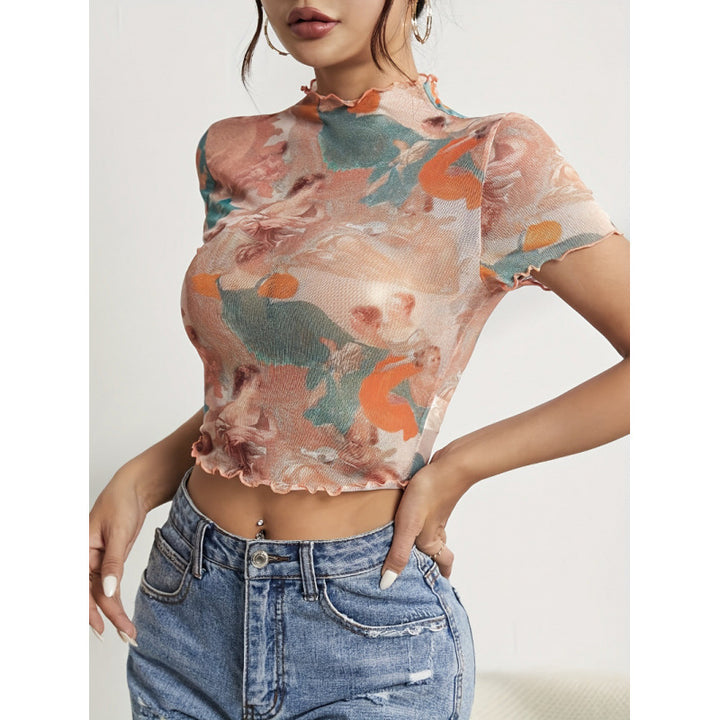 Damen Kurzarmshirt mit kunstvollem Print und modischem Schnitt Drune